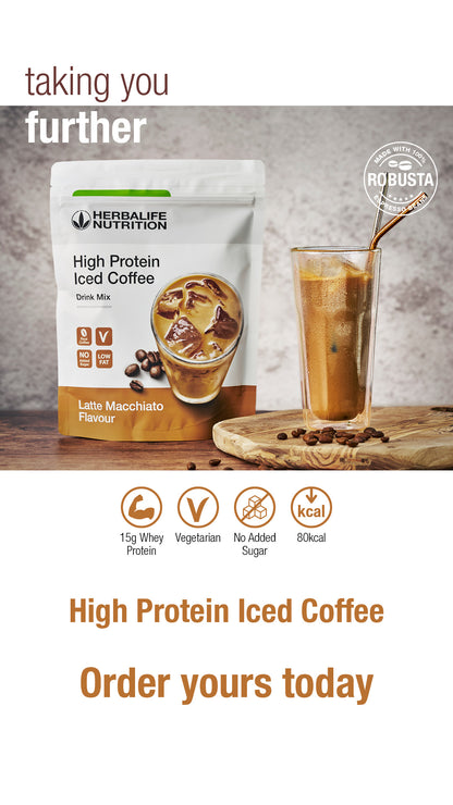 High Protein Iced Coffee Latte Macchiato — 15g Protein, No Added Sugar (308g)